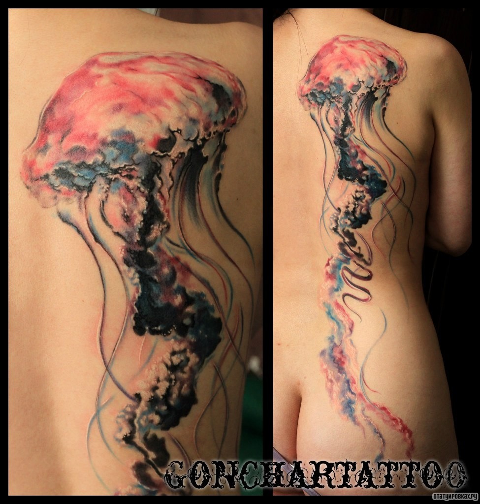 Фотография татуировки под названием «Медуза акварель»