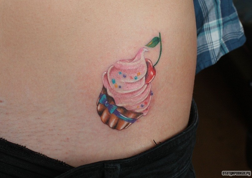 Фотография татуировки под названием «Пирожное с вишенкой»