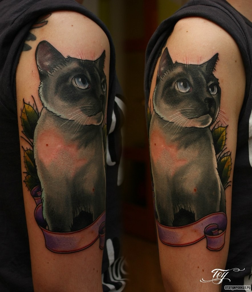 Фотография татуировки под названием «Кот черный»