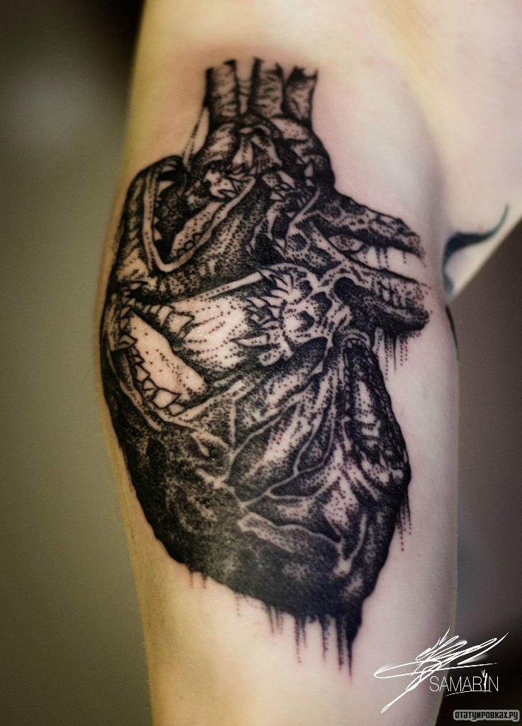 Фотография татуировки под названием «Сердце дотворк»
