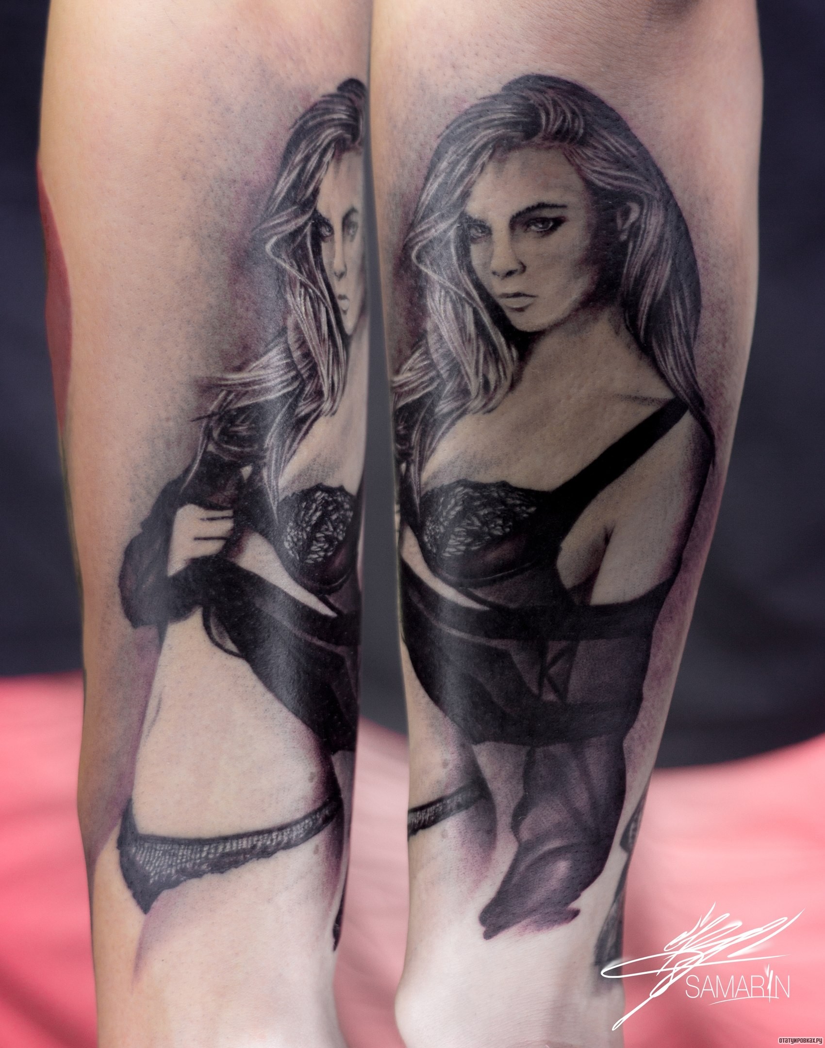 Фотография татуировки под названием «Девушка в нижнем делье на предплечье»