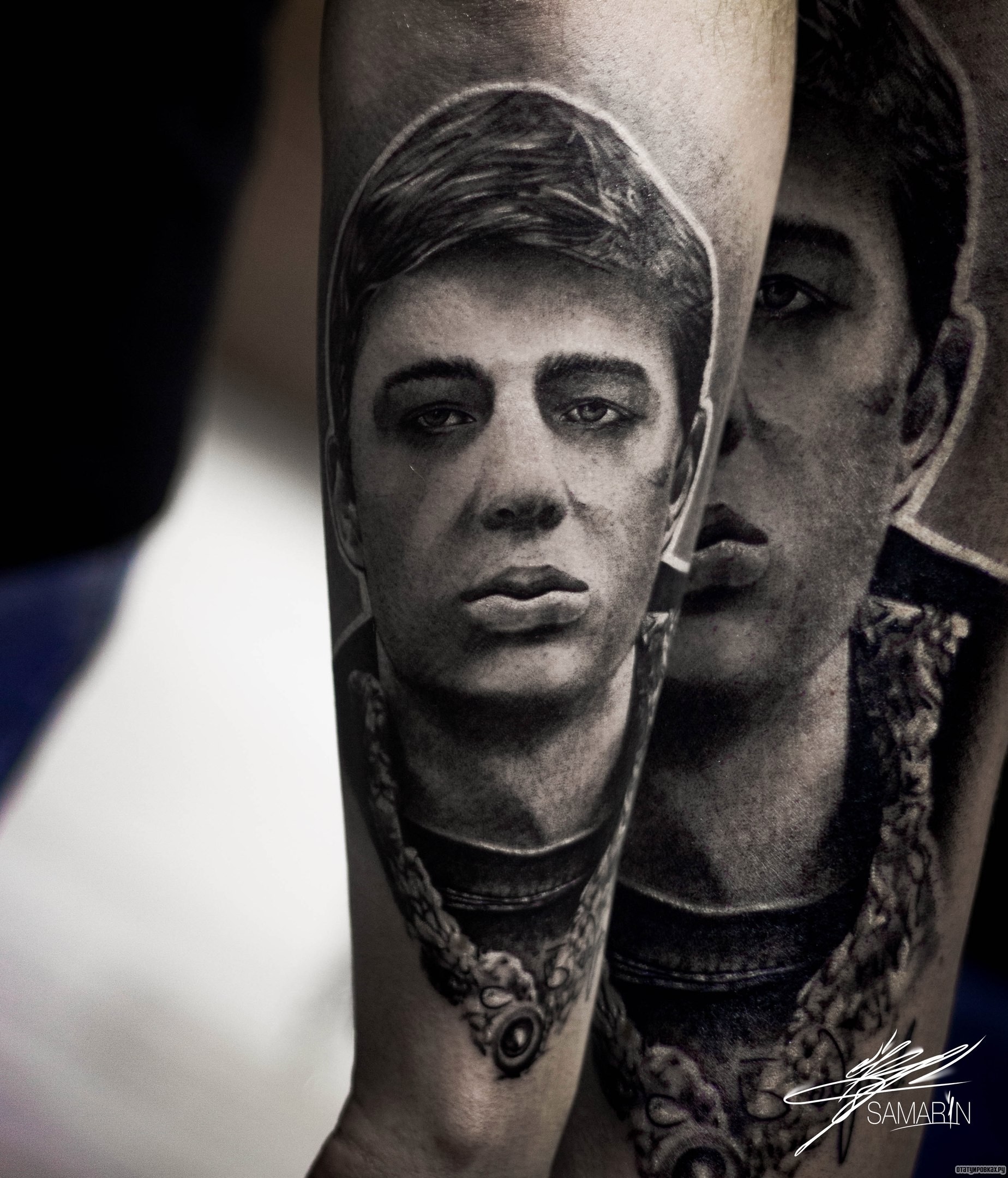 Фотография татуировки под названием «Сергей Бодров на предплечье»